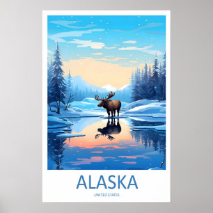 Alaska Vintage Reseskylt Affisch Ski Nationalpark