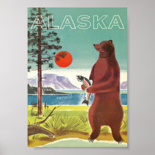 Alaska Vintage resor med björn Poster