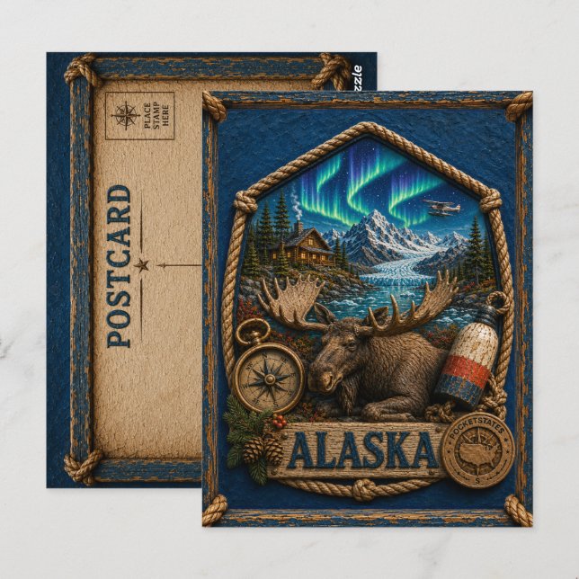 Alaska Vintage Resor Vykort (Fram/baksida)