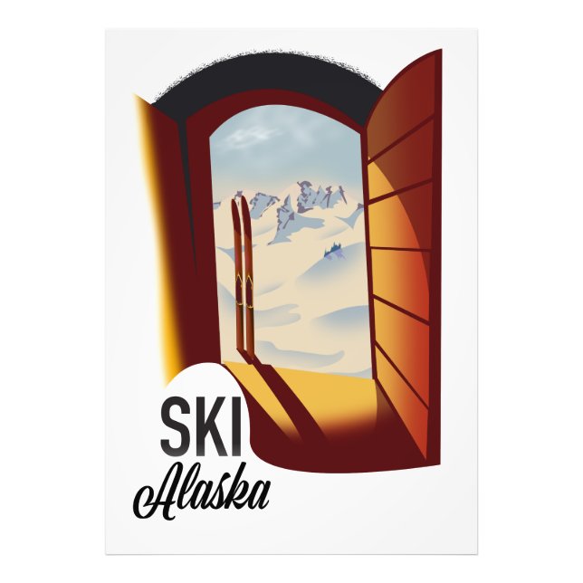 Alaska vintage stil skidposter fototryck (Framsidan)