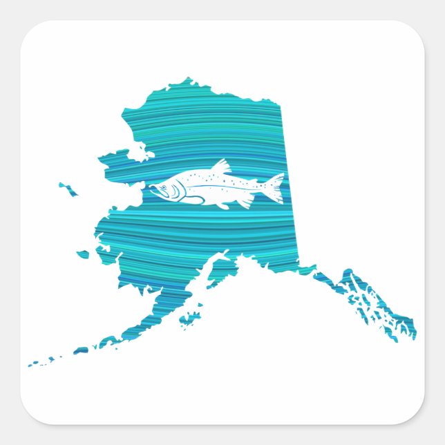 Alaska Wave Salmon Fishing Fyrkantigt Klistermärke (Framsida)