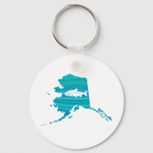 Alaska Wave Salmon Fishing Nyckelring