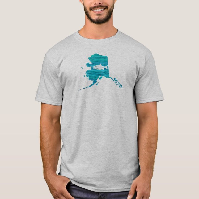 Alaska Wave Salmon Fishing T Shirt (Framsida)