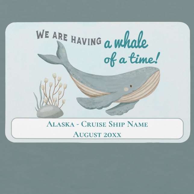 Alaska Whale Cabin Stateroom Cruise Magnet (Cruise Alaska - Cruise Ship Decor with cute whale set to have lots of fun. Happy vacation. )