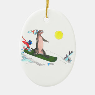 Alaska Whimsical Jul Vilda Djur Oval Ornament