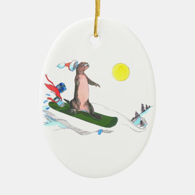 Alaska Whimsical Jul Vilda Djur Oval Ornament (Framsidan)