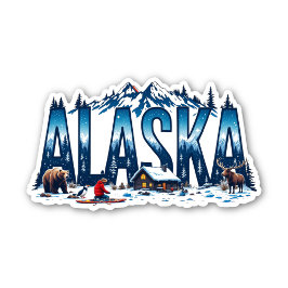 Alaska Wilderness Sticker | Winter Cabin Landscape Klistermärken