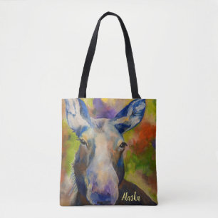 Alaska Wildlife Moose & Bear Tote med ALASKA Tygkasse