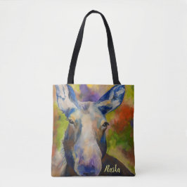 Alaska Wildlife Moose & Fireweed Tote med ALASKA Tygkasse