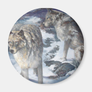 Alaska Wildlife Varg Pair Magnet