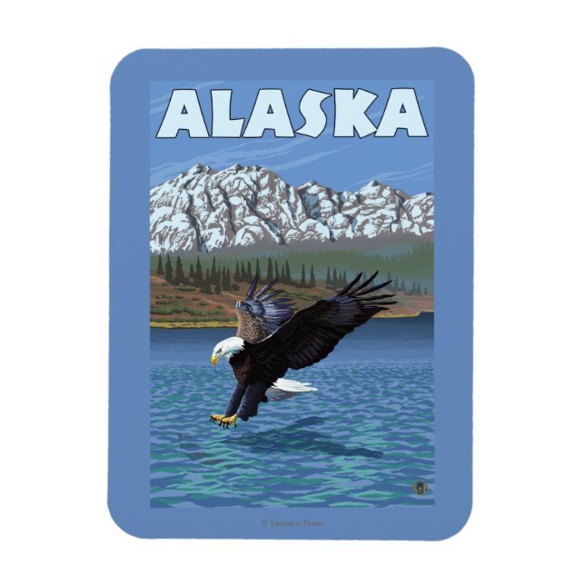 AlaskaBald Eagle Vintage resor Poster Magnet (Vertikal)