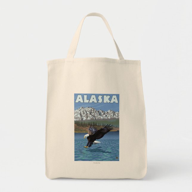 AlaskaBald Eagle Vintage resor Poster Tygkasse (Framsidan)