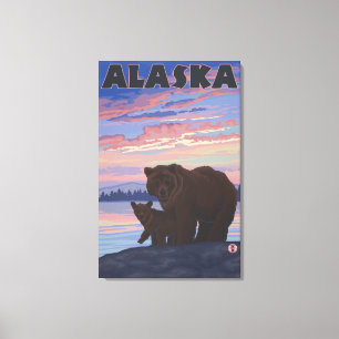 AlaskaBear och unge Canvastryck