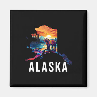 Alaskabjörn Djur Alaska Karta Souvenirer Semester Magnet