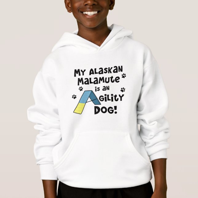 Alaskabo barns för MalamuteAgilityhund Hoodie T Shirt (Framsida)