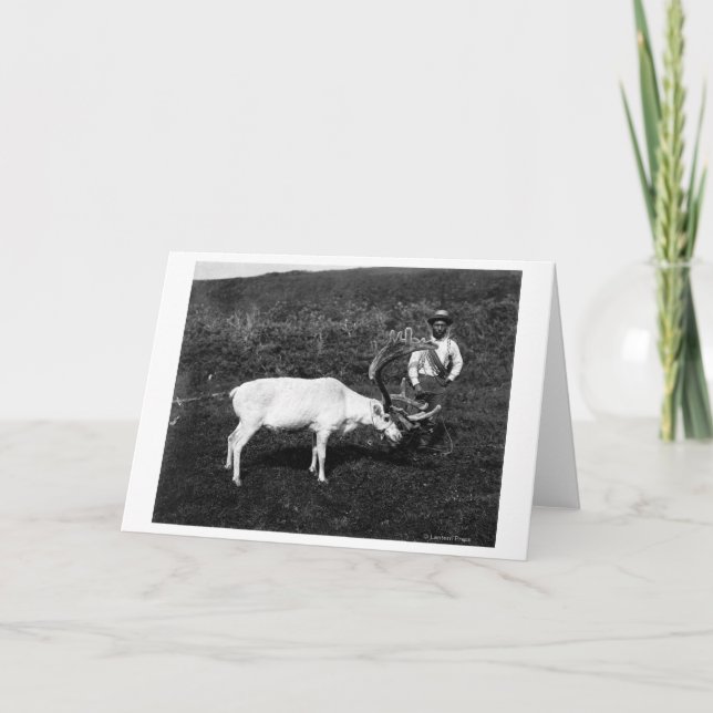 Alaskabo eskimå och fångad ren kort (Framsida)