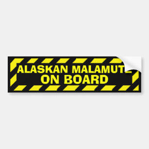 Alaskabo gult för malamuten varnar ombord bildekal