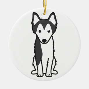 Alaskabo Klee Kai hundtecknad Julgransprydnad Keramik