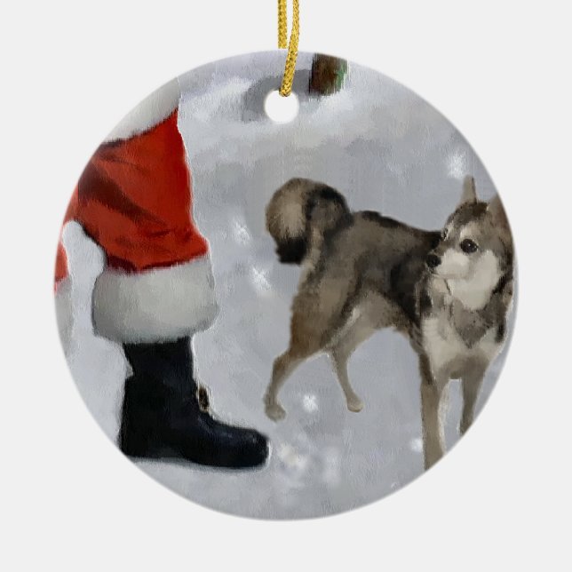 Alaskabo Klee Kai julgåvor Julgransprydnad Keramik (Framsidan)