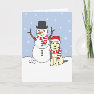 Alaskabo Malamute och snögubbe Helgkort