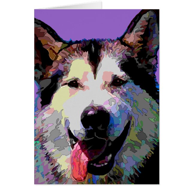 Alaskabo Malamute som bländar "Kiska" kort (Framsidan)