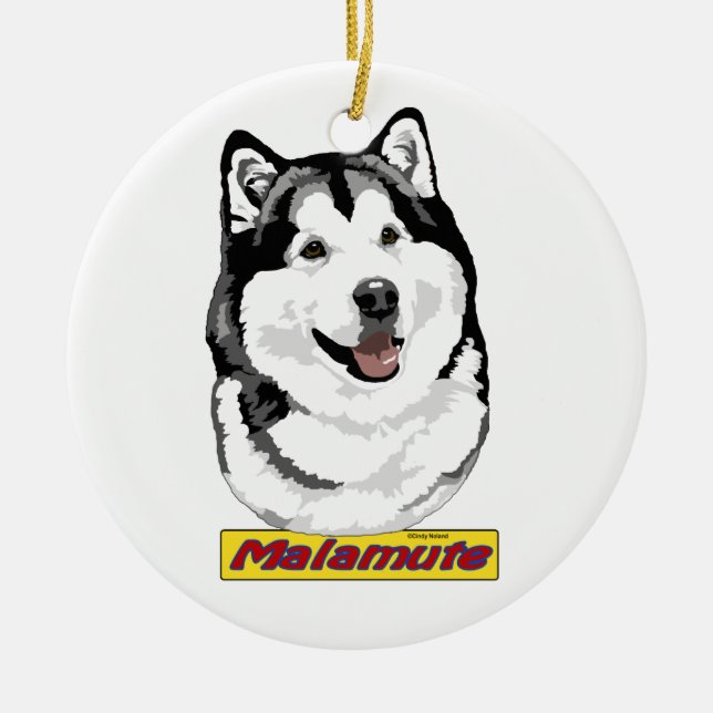 Alaskabo Malamuteprydnad Julgransprydnad Keramik (Framsidan)