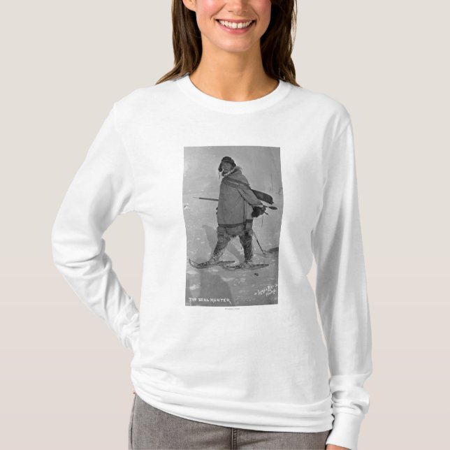 Alaskabon förseglar jägaren med Snowshoes Tee Shirt (Framsida)