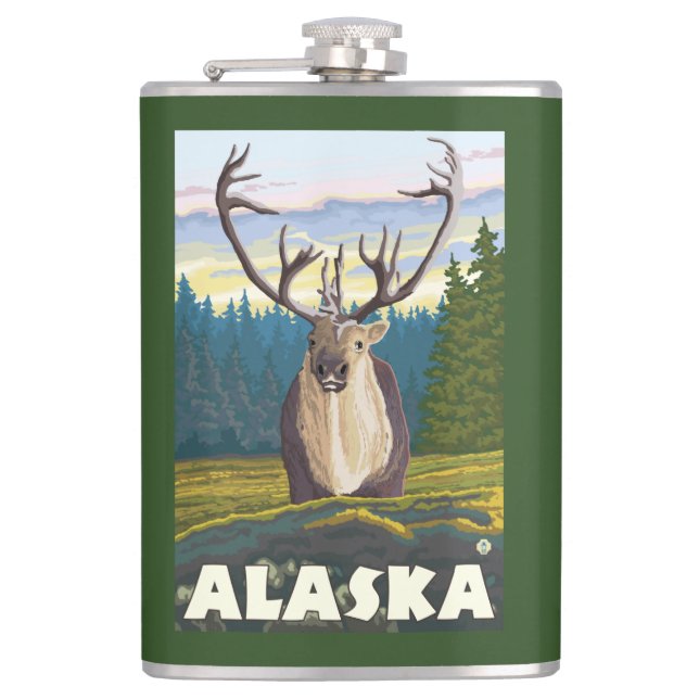 AlaskaCaribou i vildvintage resor Fickplunta (Framsidan)