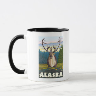 AlaskaCaribou i vildvintage resor Mugg