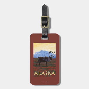 AlaskaCaribou vintage resoraffisch Bagagebricka