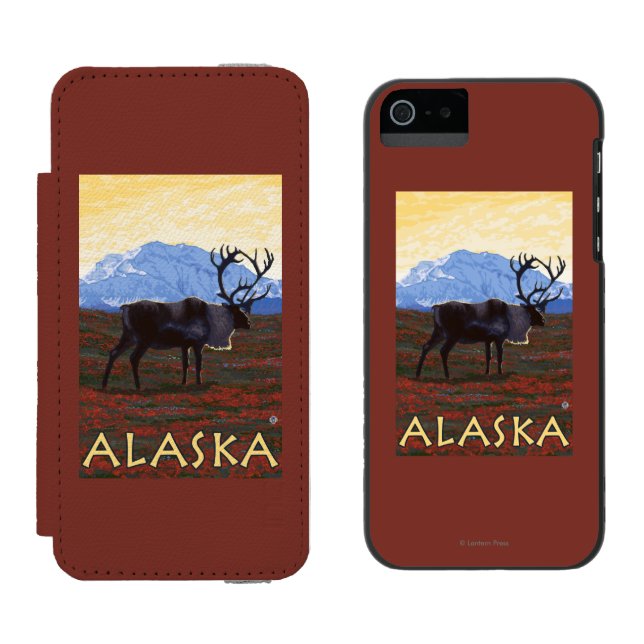 AlaskaCaribou vintage resoraffisch Incipio iPhone Wallet Skal (Sida vid Sida)