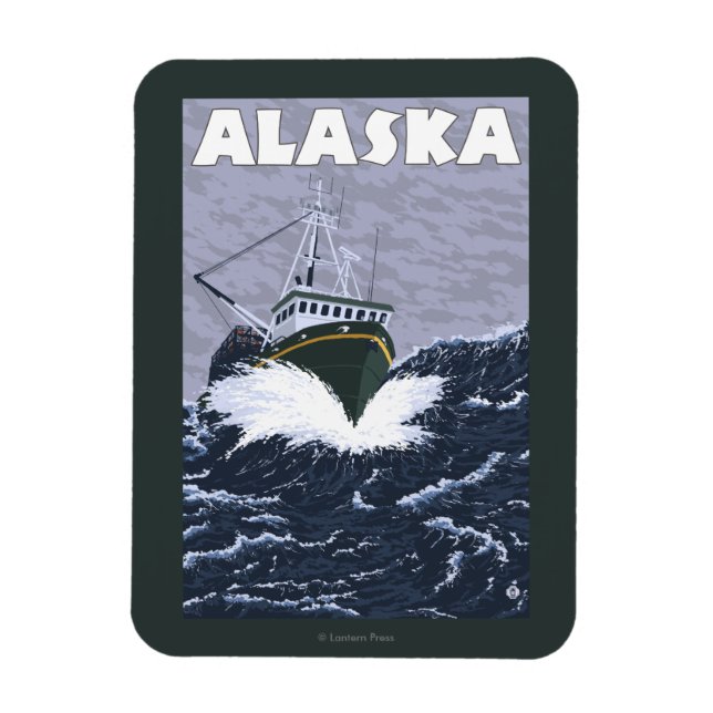 AlaskaCrab Boat Vintage resor Poster Magnet (Vertikal)