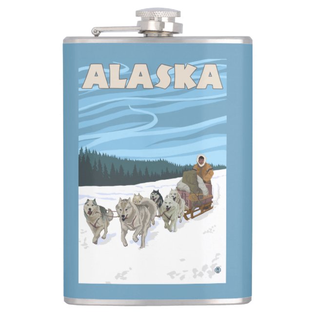AlaskaDogsledding vintage resoraffisch Fickplunta (Framsidan)
