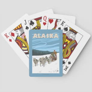 AlaskaDogsledding vintage resoraffisch Spelkort