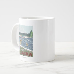 AlaskaFly Fisherman Vintage resor Poster Jumbo Mugg