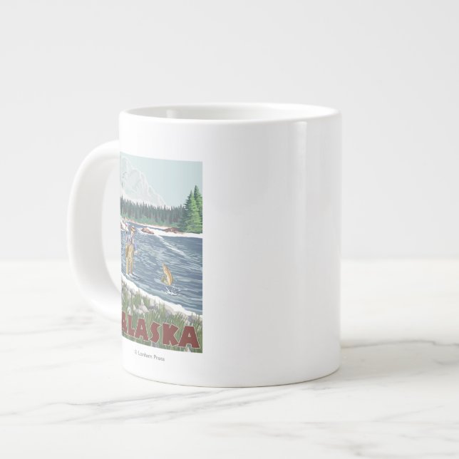 AlaskaFly Fisherman Vintage resor Poster Jumbo Mugg (Framsida vänster)