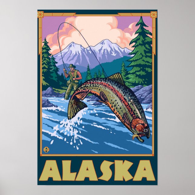 AlaskaFly Fishing Scene Poster (Framsidan)