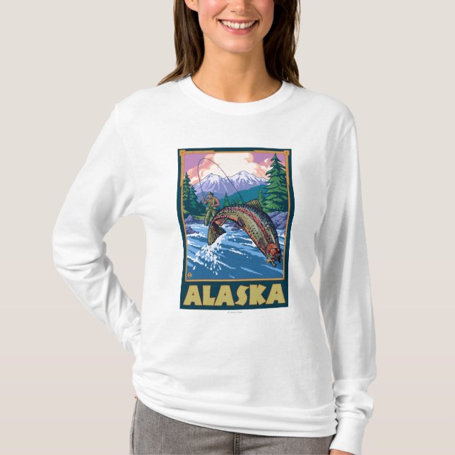 AlaskaFly fiskeplats T Shirt (Framsida)