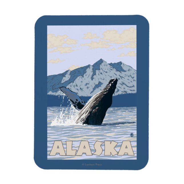AlaskaHumpback Whale Vintage resor Poster Magnet (Vertikal)