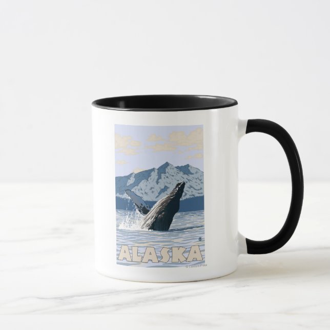 AlaskaHumpback Whale Vintage resor Poster Mugg (Höger)