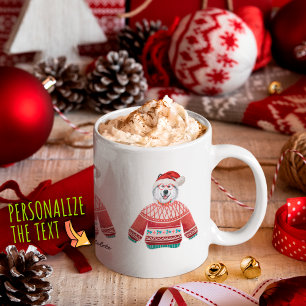 Alaskahund som bär ful jultröja Julhund Älskare Kaffemugg