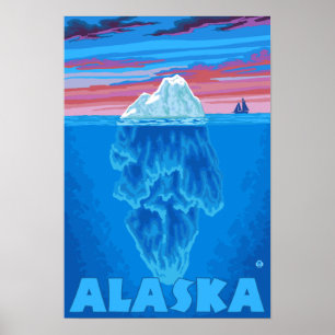 AlaskaIceberg Vintage resor Poster