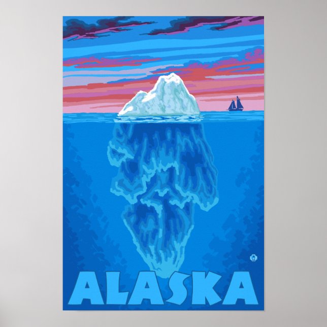 AlaskaIceberg Vintage resor Poster (Framsidan)