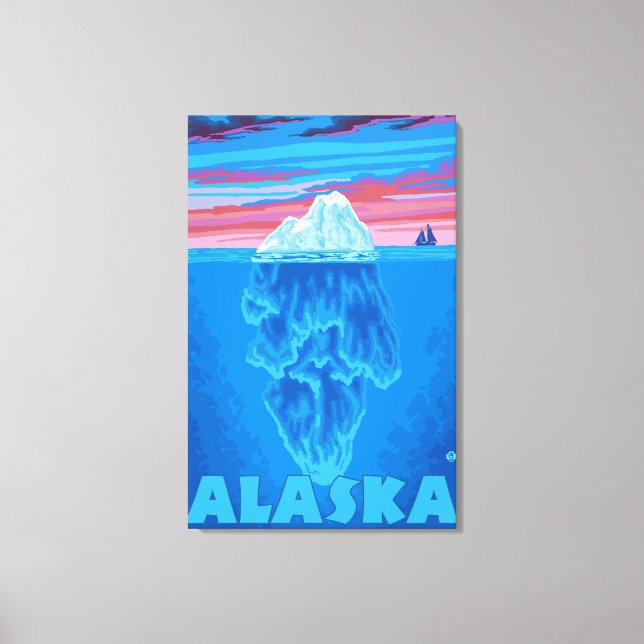 AlaskaIceberg Vintage resor Poster Canvastryck (Framsida)