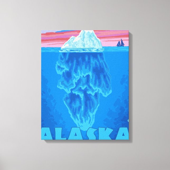 AlaskaIceberg Vintage resor Poster Canvastryck (Framsida)