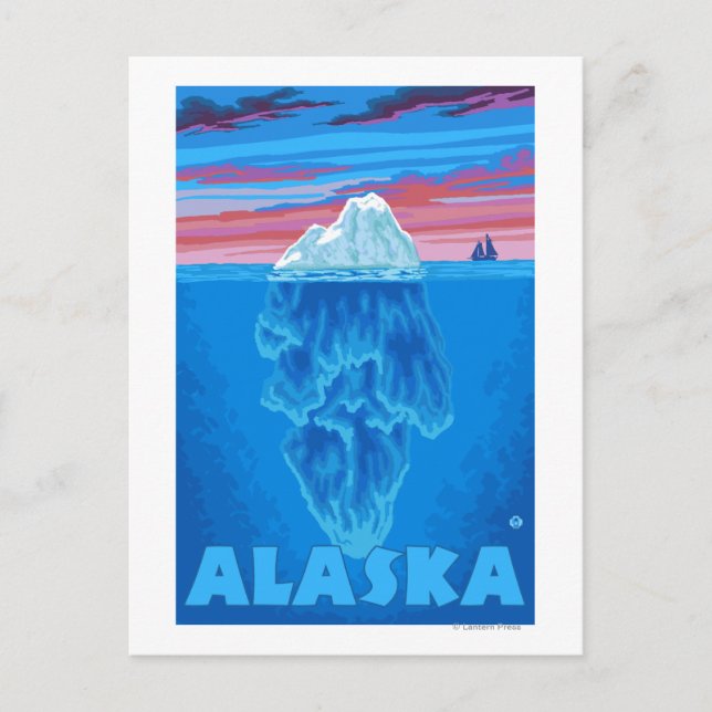 AlaskaIceberg Vintage resor Poster Vykort (Framsida)