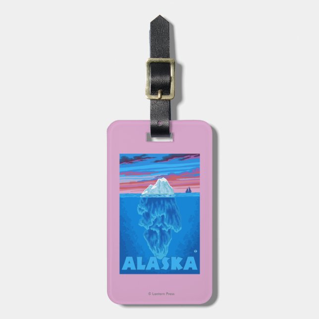AlaskaIceberg vintage resoraffisch Bagagebricka (Vertikal Framsida)