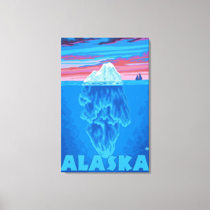 AlaskaIceberg vintage resoraffisch Canvastryck