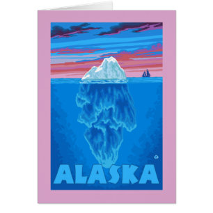 AlaskaIceberg vintage resoraffisch Hälsningskort