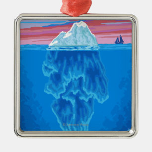 AlaskaIceberg vintage resoraffisch Julgransprydnad Metall